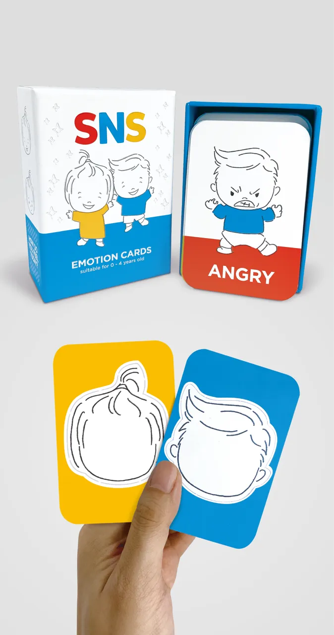 SNS emotion cards box art and a few sample cards